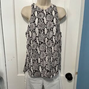 A.L.C. Black & White Silk Sleeveless Blouse